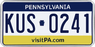 PA license plate KUS0241