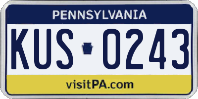 PA license plate KUS0243