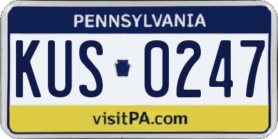 PA license plate KUS0247