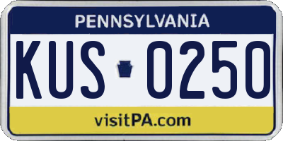 PA license plate KUS0250