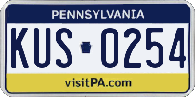 PA license plate KUS0254