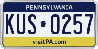 PA license plate KUS0257