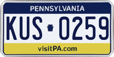 PA license plate KUS0259