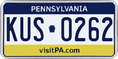 PA license plate KUS0262