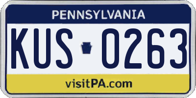 PA license plate KUS0263