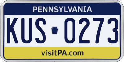 PA license plate KUS0273