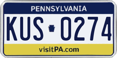 PA license plate KUS0274