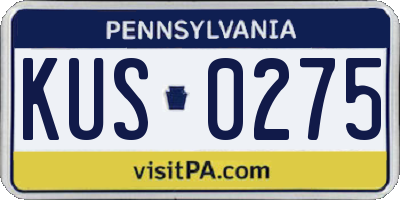 PA license plate KUS0275