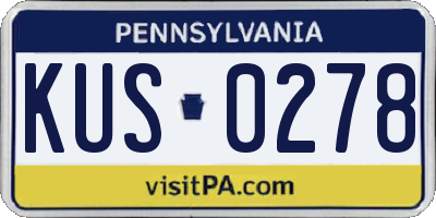 PA license plate KUS0278