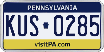 PA license plate KUS0285