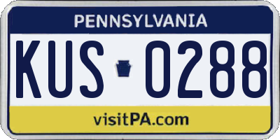 PA license plate KUS0288