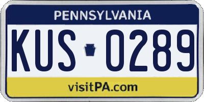 PA license plate KUS0289