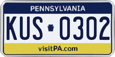 PA license plate KUS0302