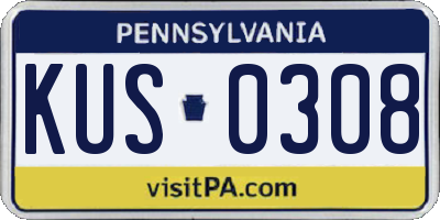 PA license plate KUS0308