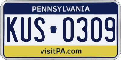 PA license plate KUS0309