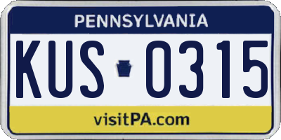 PA license plate KUS0315