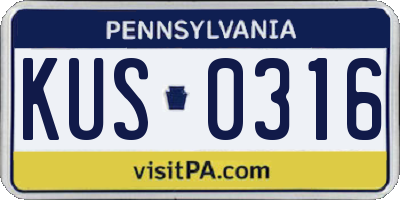 PA license plate KUS0316