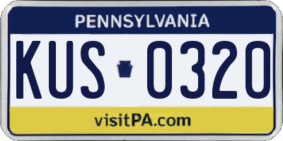 PA license plate KUS0320