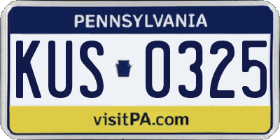 PA license plate KUS0325