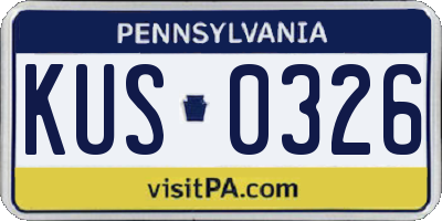 PA license plate KUS0326