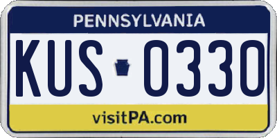PA license plate KUS0330