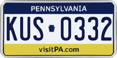 PA license plate KUS0332