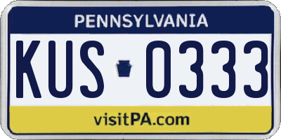 PA license plate KUS0333