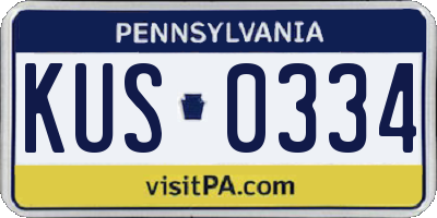 PA license plate KUS0334