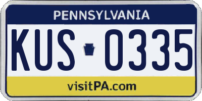 PA license plate KUS0335