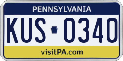 PA license plate KUS0340