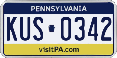 PA license plate KUS0342