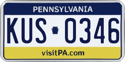PA license plate KUS0346