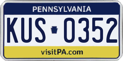 PA license plate KUS0352