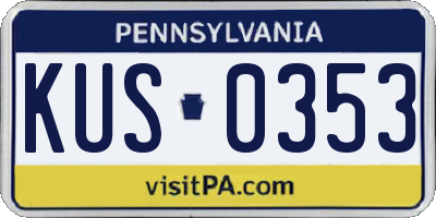 PA license plate KUS0353