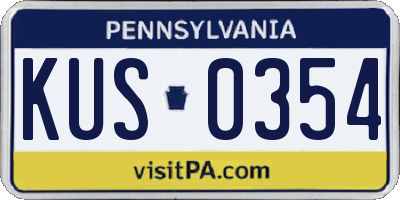 PA license plate KUS0354