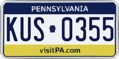 PA license plate KUS0355