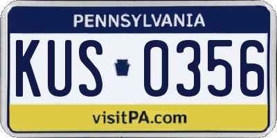 PA license plate KUS0356