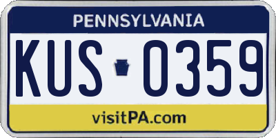 PA license plate KUS0359