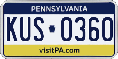 PA license plate KUS0360