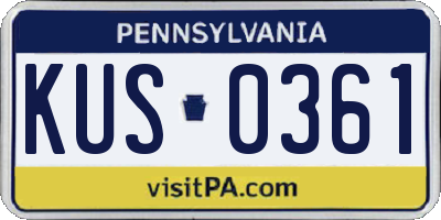 PA license plate KUS0361