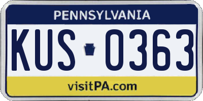 PA license plate KUS0363