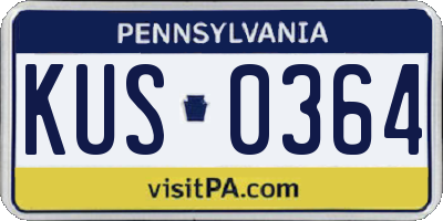 PA license plate KUS0364