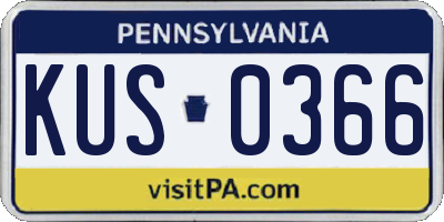PA license plate KUS0366