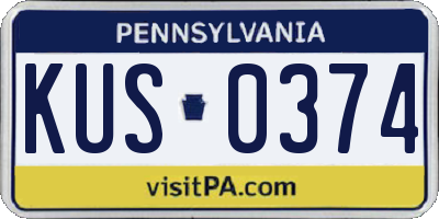 PA license plate KUS0374