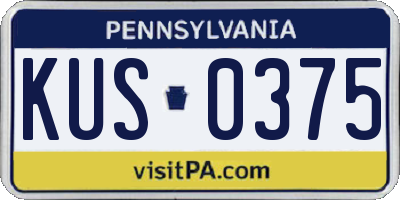 PA license plate KUS0375