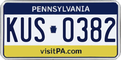 PA license plate KUS0382