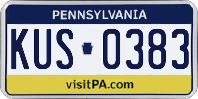 PA license plate KUS0383