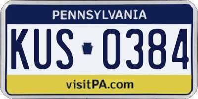 PA license plate KUS0384