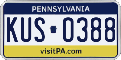 PA license plate KUS0388