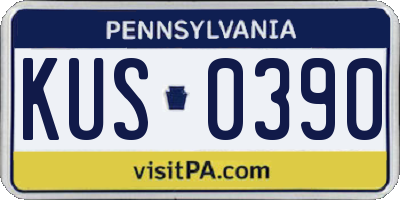 PA license plate KUS0390